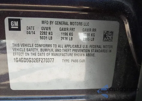 2014 Buick Lacrosse Premium I Group z USA, uszkodzony, nr VIN 1G4GD5G32EF270377